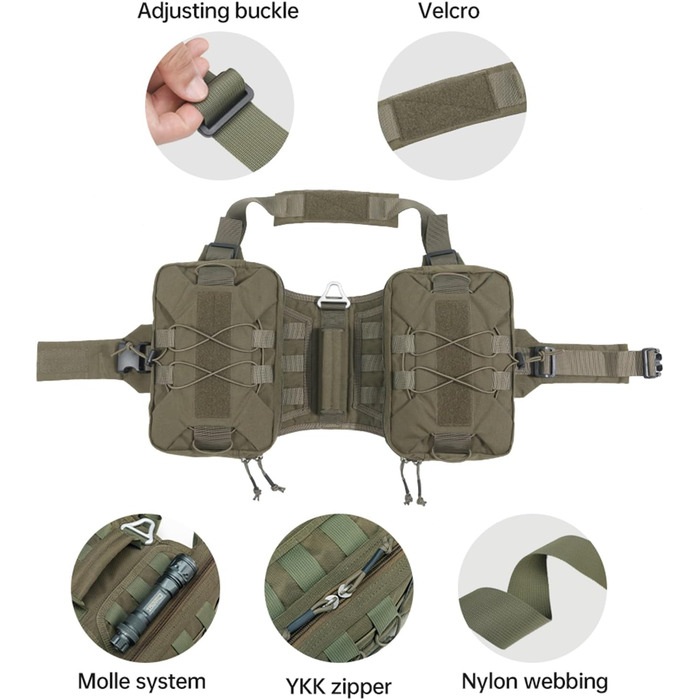 Сервісний рюкзак для собак, регульований Molle, сідельна сумка, жилет-амуніція для середніх і великих порід, COB-L