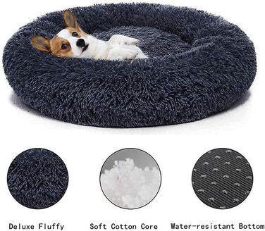 Кругла м'яка ліжко-софа для собак та котів, XXL (100 см), чорний/рожевий