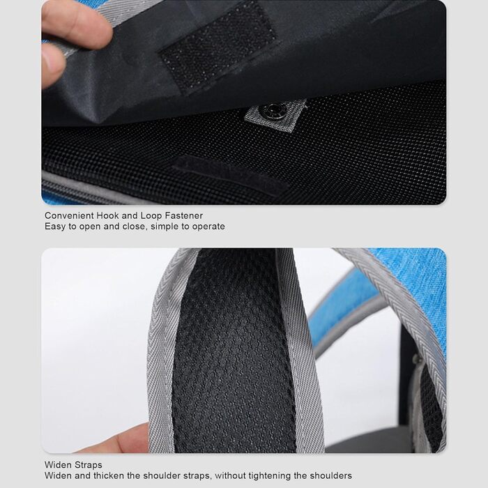 Фарбований велосипедний кошик Haofy для собак, переноска для тварин з 4 сітчастими вікнами, швидкознімний кріплення на кермо, для собак вагою до 8 кг, сумка для подорожей, велосипедні аксесуари (Сірий) (Блакитний)