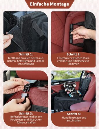 Автокрісло для собак KYG - Стабільне, водонепроникне, неслизьке та стійке до подряпин - для собак малого та середнього розміру - на переднє та заднє сидіння (Чорний) 6696