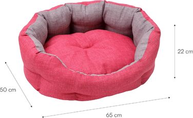 Кругле ліжко для собак та котів Baroni Hoe з тканини, 45x55 см, сірий та фуксія (L)