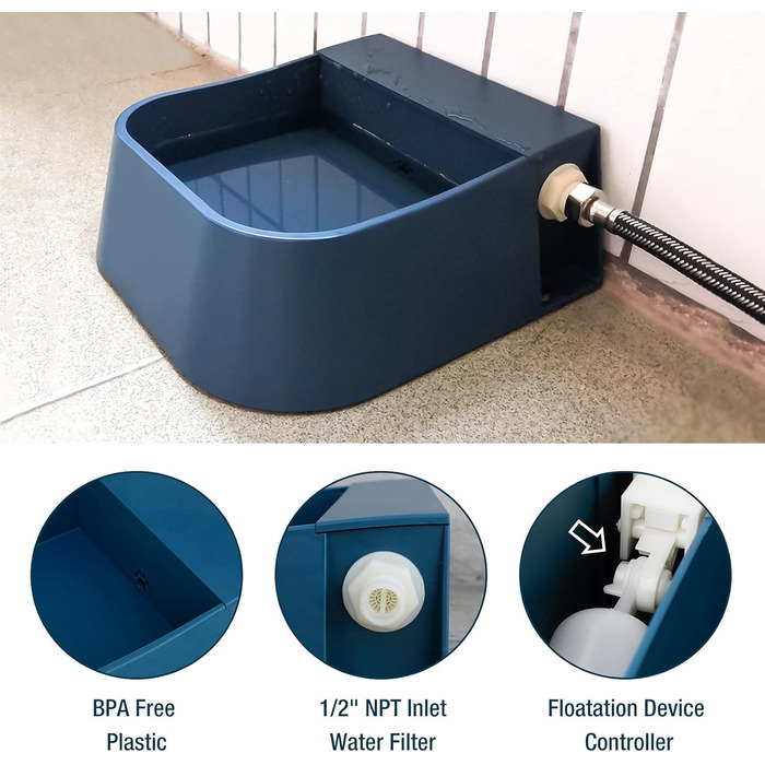 Автоматична годівниця для води для собак та котів з поплавком. Миска для води для тварин, підходить для собак, котів, кроликів, курей.