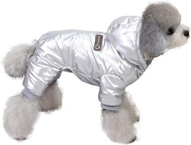 Водонепроникний теплий одяг для собак PETCUTE: куртка з капюшоном для малих, середніх та великих собак, срібно-білий, 2XL