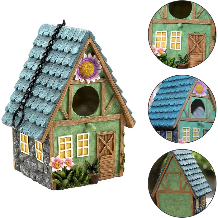 Дерев'яний будиночок для птахів з декоративним дахом, 21 x 15 x 13 см - ідеально для балкона та саду