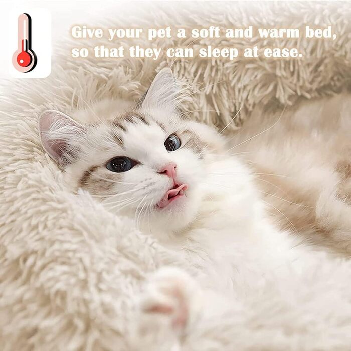 Кругле ліжко для собак та котів Chickwin, м'яке плюшеве, тепле, 80 см, сірий