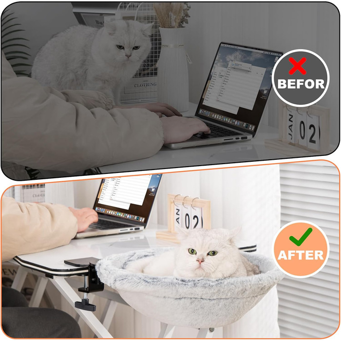 Крісло-гамак для котів Uross - 360° обертання та регулювання висоти, м'яке ліжко для котів з 2 знімними чохлами, для дому та офісу, цілорічне використання (Сірий)