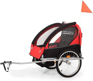 Дитячий велосипедний причіп 2-в-1 ZEYUAN, вагон для собак, чорно-червоний