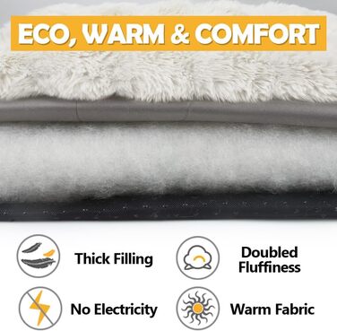 Самогріюча ковдра для котів та собак XIAPIA, плюшева, без дротів, для зігрівання, пральна, для кошенят, кігтів, в приміщенні та в авто, 60 x 45 см (білий, M)