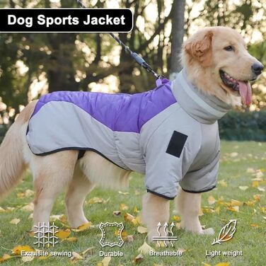 Водонепроникний теплий зимовий одяг для собак - куртка-манта для собак середніх та великих порід, фіолетовий, 5XL