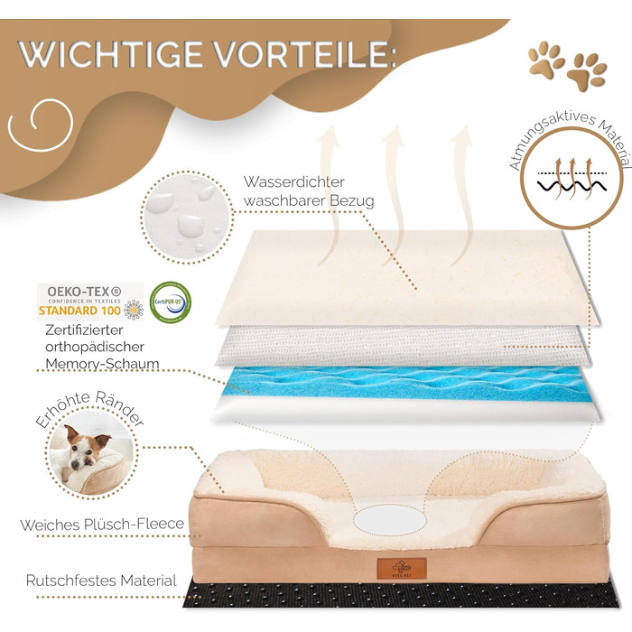Ортопедичний лежак для собак, розмір S – теплий зимовий лежак з Memory Foam, знімний та пральний чохол, водонепроникний, зручний диванчик для маленьких собак