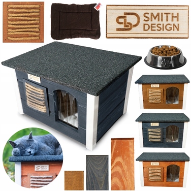 Будиночок для кота SMITH DESIGN з когтеточкою, утеплений, коричневий, L 54x39x36 см