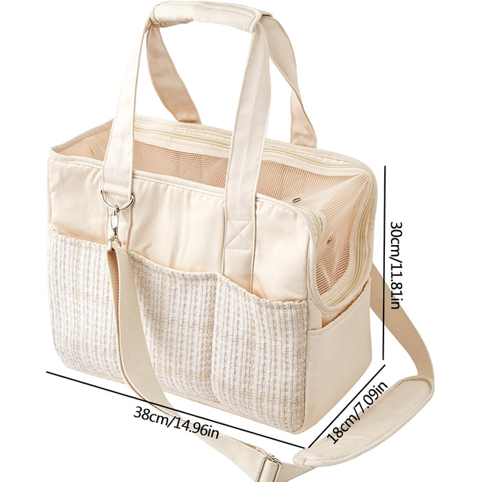 Сумка-переноска для собак та котів, складана, бавовняна, бежева