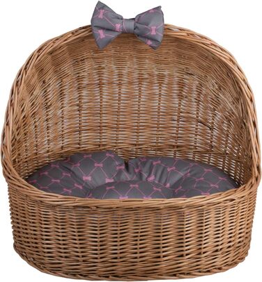 Плетена будка з лози для собак і котів e-wicker24, з дахом, натуральний сірий, лежанка, кошик, будиночок