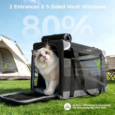 Переноска для котів та собак Lekesky Transportbox Katze, чорна, розмір L, складна
