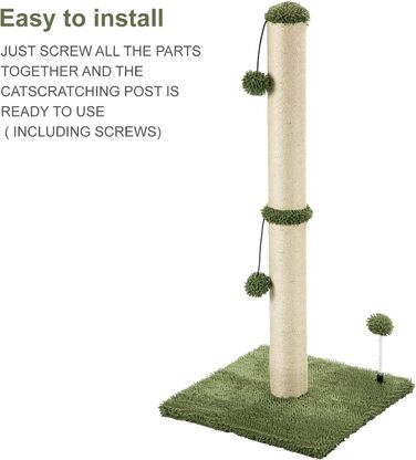 Котячий будиночок MeCool 86,4 см з сизалю, когтеточка, будинок для котів, з м'ячиком, для дорослих котів, колір: кактус