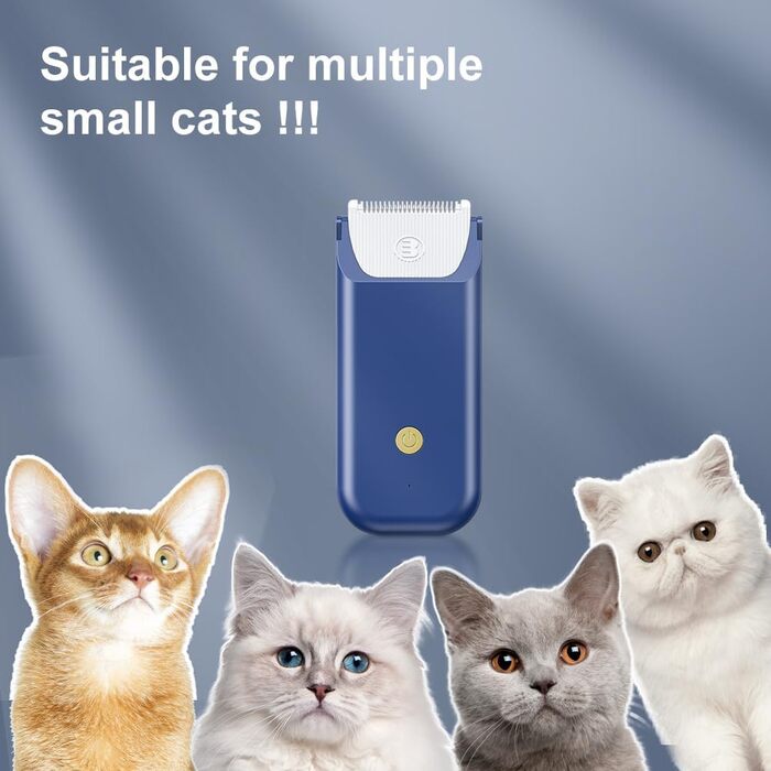 Електричний міні-набір для догляду за котами, акумуляторний, Type C, бездротова машинка для стрижки шерсті котів з матовим покриттям, легка, для кошенят/цуценят/кроликів/маленьких тварин, блакитний