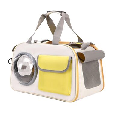 Транспортна сумка для кота Transportbox Katze, складана переноска для кошенят з вікном-пузирем | Дихаюча сумка на плечі для собак, переноска для кота в літак, на вулицю, кемпінг, мотоцикл, автомобіль, жовта
