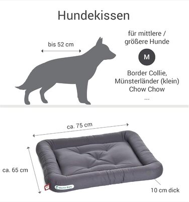 Ортопедичне ліжко для собак Doctor Bark, 75x65 см, сірий колір, миється при 95°C, гігієнічне, міцне та зручне