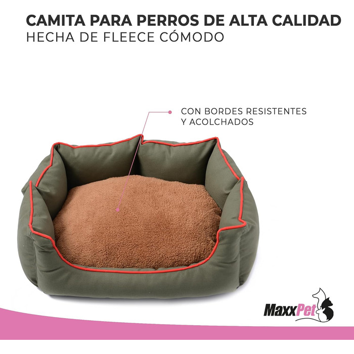 Лежак для собак MaxxPet, м'який, зелений, 76x58x15 см, для великих, середніх і малих порід, праний, ліжко-корзина для домашніх тварин