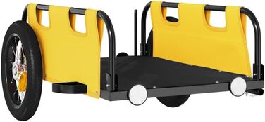 Причіп для собак, причіп-транспортер для домашніх тварин, велосипедний причіп, жовтий, Oxford, для покупок, відпочинку, велопоїздок