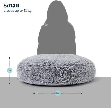 Лежанка для собак з міцного матеріалу, стійка до кусання - кругла, пухнаста, для агресивних собак, 63 см, сірий колір