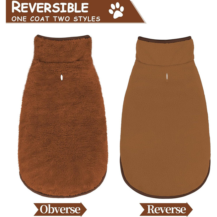 Зимовий теплий одяг для собак Malier, двосторонній, з флісу, для холодної погоди, куртка для собак, вітронепроникний, теплий, для собак, що гуляють снігом, жилет, одяг для домашніх тварин для маленьких, середніх та великих собак (Коричневий, Коричневий Me