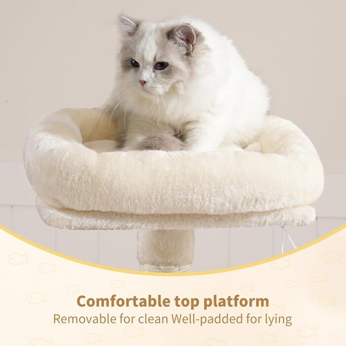 Комплекс для котів Heybly Kratzbaum HCT004SW: Дряпка-стовпчик з іграшками, будиночок, плюшева лежанка та гамак для кішок