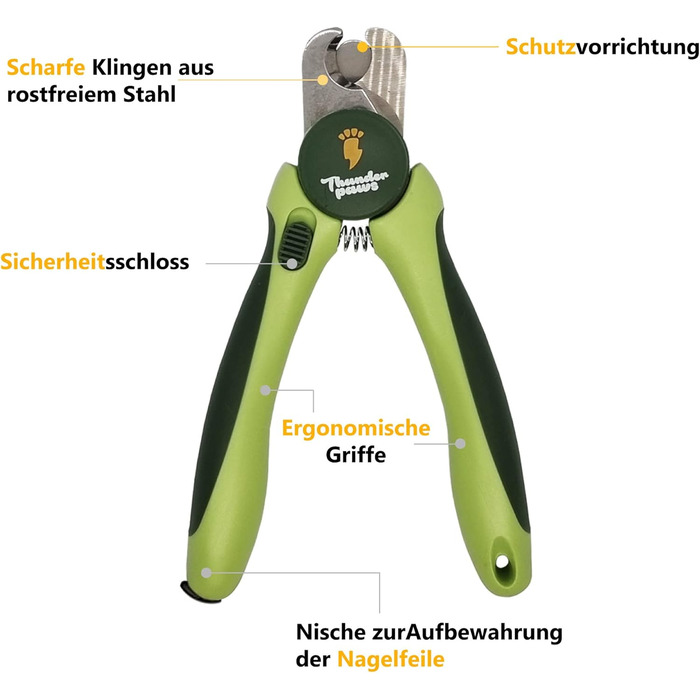 Професійна кусачка для догляду за кігтями собак Thunderpaws з захистом, блокуванням та пилочкою (середня/велика, зелена)