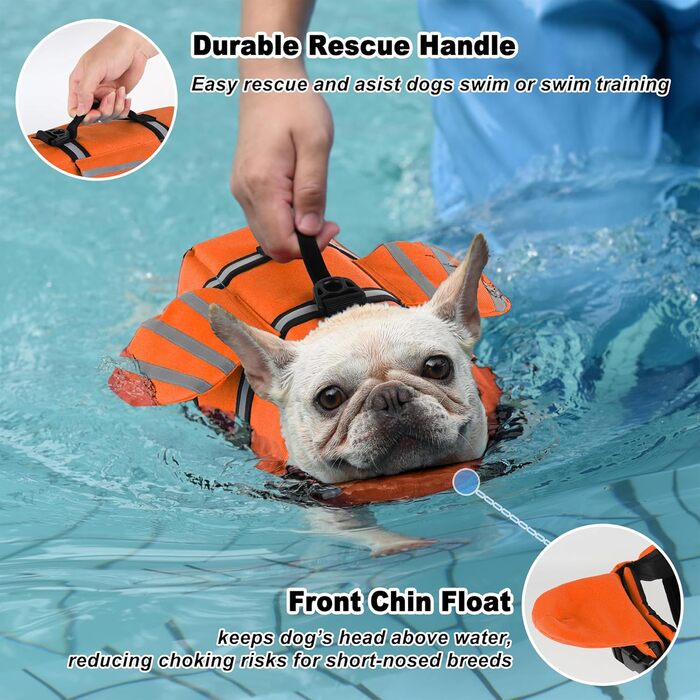 Світловідбиваюча жилетка для собак Petglad з плаваючим підборіддям, оранжевого кольору, розмір XS (обхват грудей 30-42 см)