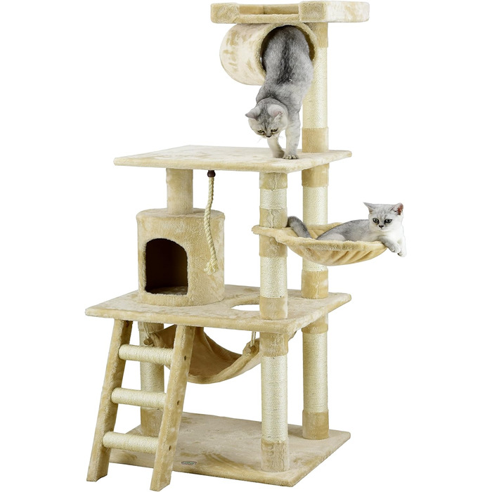 Котячий комплекс Go Pet Club з будиночком і дряпаком, 157 см, бежевий