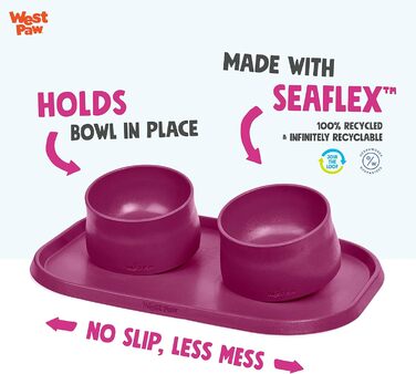 Підкладка для мисок West Paw Seaflex для собак і котів, протиковзка, з піднятими краями, тропічно-червона