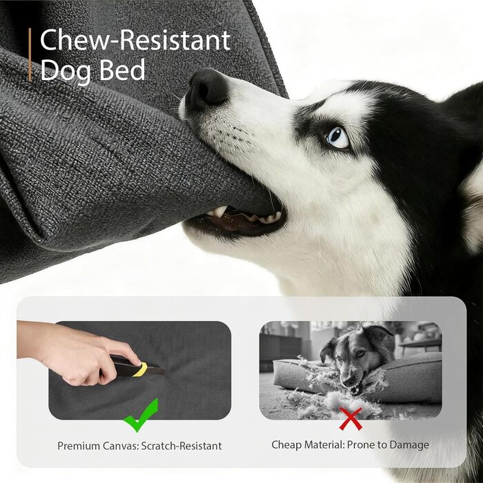 Ортопедичне собаче ліжко Sytopia з тканини для яхт для великих та середніх собак, підходить для дому та вулиці, водонепроникне та миється, знімний чохол, неслизьке дно, розмір 107 x 76 x 8 см, сірий колір