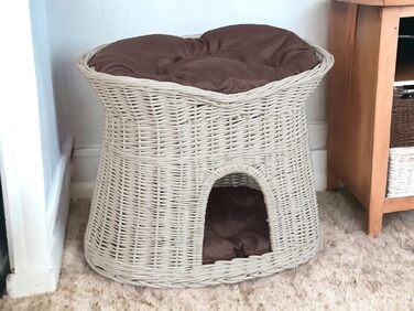 Двоярусне ліжко-будка для котів та собак з подушками, коричневе/біле, 60 см (XL)