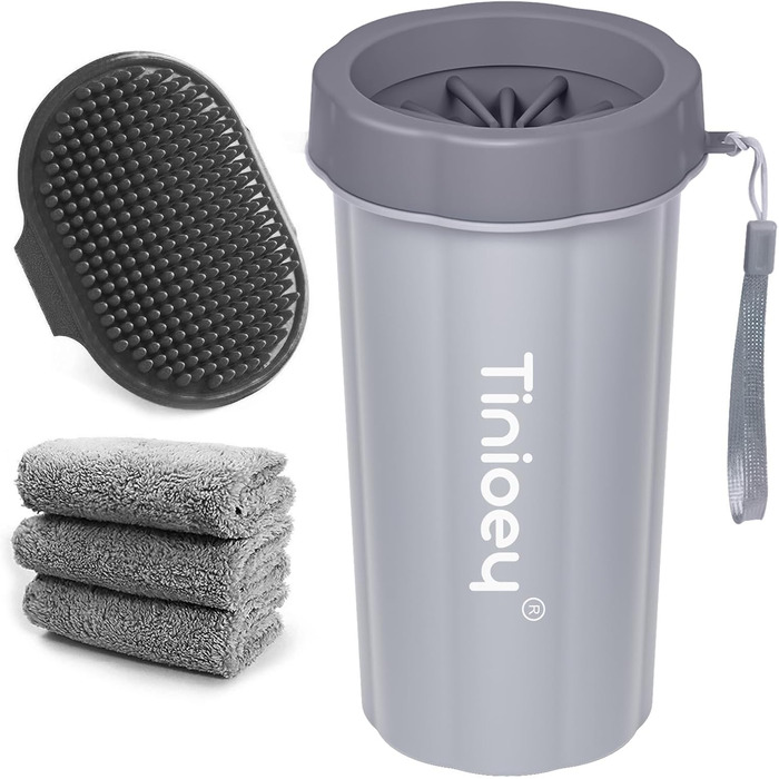 Очисник лап для собак | 3 рушники в комплекті | Очисник лап для собак | Аксесуари для собак середніх порід | Щітка для собак | Розмір M (Великий, Сірий)