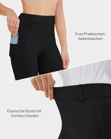 Легінси для верхової їзди HMILE жіночі з силіконовим тисненням, висока талія, еластичні, з кишенею для телефону та петлями для ременя (Чорний, XXL)