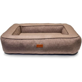 Ортопедичне ліжко для собак Rio, миється, кошик для собак з антиковзким покриттям та подушкою з memory foam для зими та літа, ідеально для великих собак до 35 кг (L 100x70x17 см), коричневе