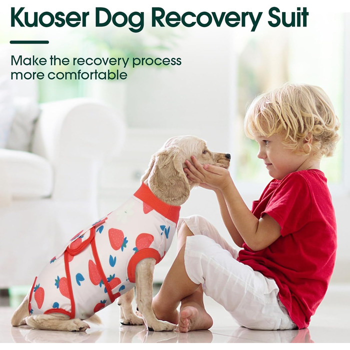 Куртка для собак після кастрації Kuoser - дихаючий боді для собак та котів - захисний костюм від облизування - альтернатива електронного нашийника після операції, XS(Зворот:21-28см;Груди:32-40см), Червоний
