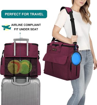 Транспортувальна сумка для тварин, схвалена авіаперевізниками, комплект для подорожей з собакою/кішкою, сумка-органайзер з додатковими кишенями, рожевий колір, розмір 41 x 20 x 36 см