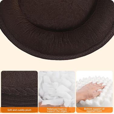 Кругле ліжко для собак середніх порід, котів. М'яке, зручне, знімний чохол, Ø 70 см (60x60x18 см), коричневе