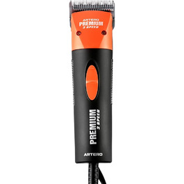 Професійна машинка для стрижки собак та котів Artero Premium, 2 швидкості, тиха та легка, для дому та грумінгу, з кейсом та набором насадок (Помаранчевий)