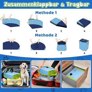 Басейн для собак KHOLEZ 120 x 30 см - складаний, портативний, з килимком та зливом