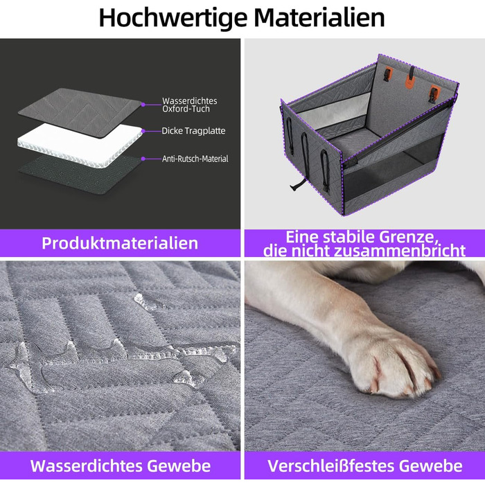 Автомобільний крісло для собак великих порід до 25 кг – безпечний чохол на заднє сидіння, міцне підсидіння для собак з подовжувачем та водовідштовхувальний килимок для собак (Сірий, L)