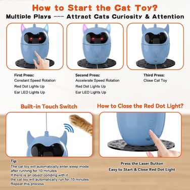 Інтерактивна іграшка для котів Spessn, автоматична з червоною крапкою, перезаряджувана, для котів/кошенят/собак (біла/блакитна)