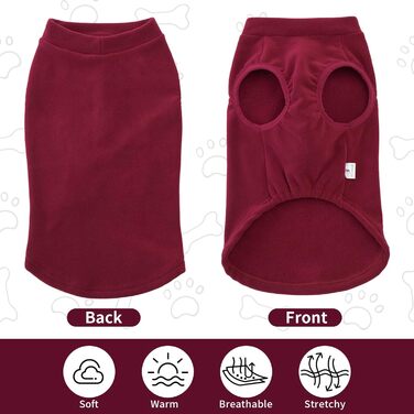 Пуловер для собак Heywean з флісу, теплий зимовий одяг для собак, сорочка-світшот для маленьких, середніх та великих собак (M, Червоний)