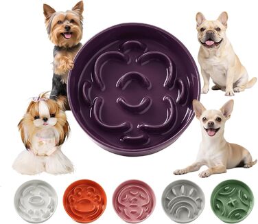 Керамічна годівниця для собак маленьких порід з антислизьким дном - годівниця для собак та котів - підходить для сухого та вологого корму - фіолетовий колір - 180г, маленька