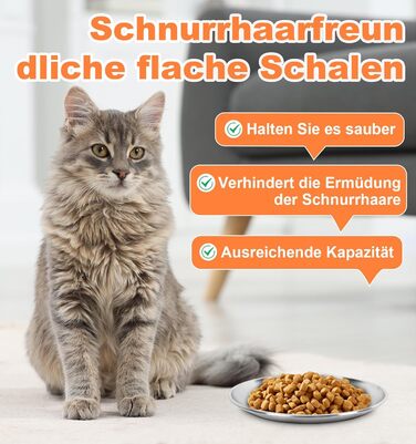 Набори мисок для котів (4 шт.) з нержавіючої сталі, проти ковзання, для вологого та сухого корму, 17 см, зручні для вусів