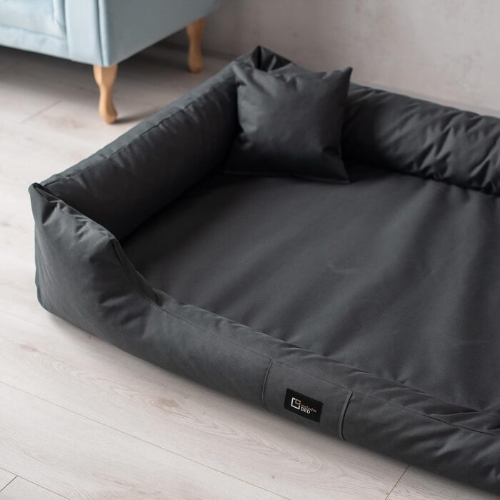 Ортопедичне ліжко для собак Puffi Orto, велике, середнє, маленьке - подушка для собак, килимок для собак з поліестеру - водовідштовхувальне, довговічне, зняття болю, стійке до зношування (XXL+|130x100см, Графіт)