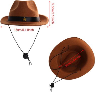 Ковбойський капелюх для собак - 2 шт. Костюм ковбоя для тварин, аксесуар для собак, котів, цуценят. Підходить для свят, вечірок та повсякденного носіння (середній)