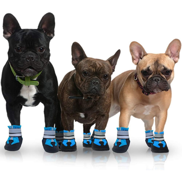 Водонепроникні чоботи для собак, 4 шт. - захист лап для малих, середніх та великих собак, блакитні та чорні