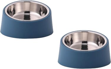 Миска для собак та котів Fuwok з нахилом 15°, знімний піддон, антиковзаюча, легка доступність, 2 шт (S, блакитна)